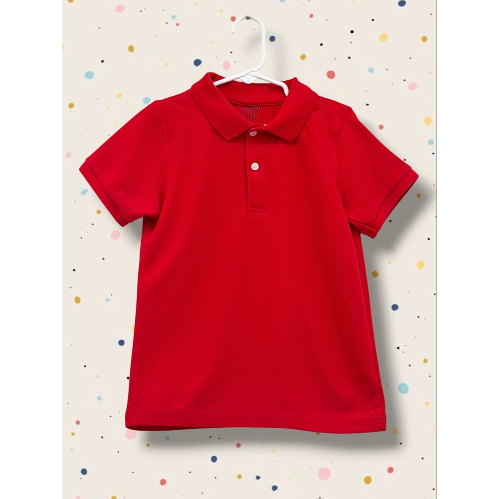 Crown & Ivy Kids Red Pique Knit Short Sleeve Polo Shirt Size 6
